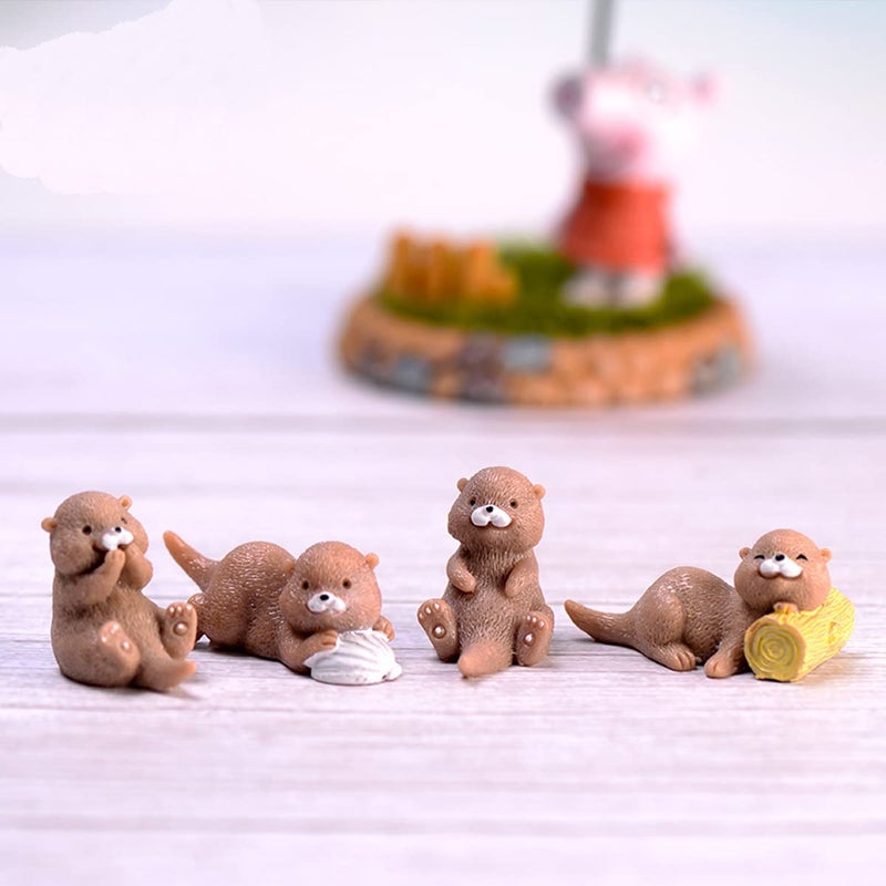 TANOMA 4PCS Otter Fairy Garden Supplies - Miniature Figurines Accessories, DIY Kit, Micro Landscape Ornaments, Fairy Garden Animals - Image 2